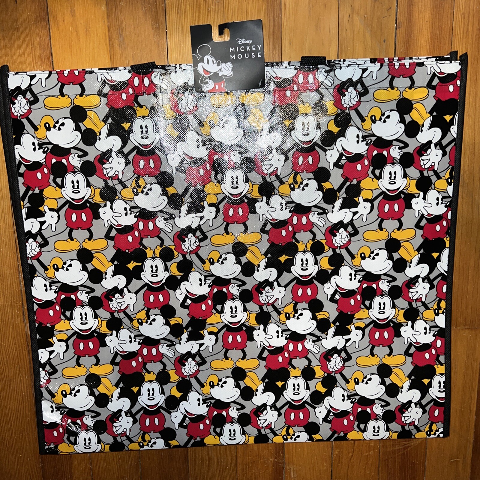 DISNEY STORE Large Reusable Shopping Bag Tote Red, White, Black, Yellow MICKEY M