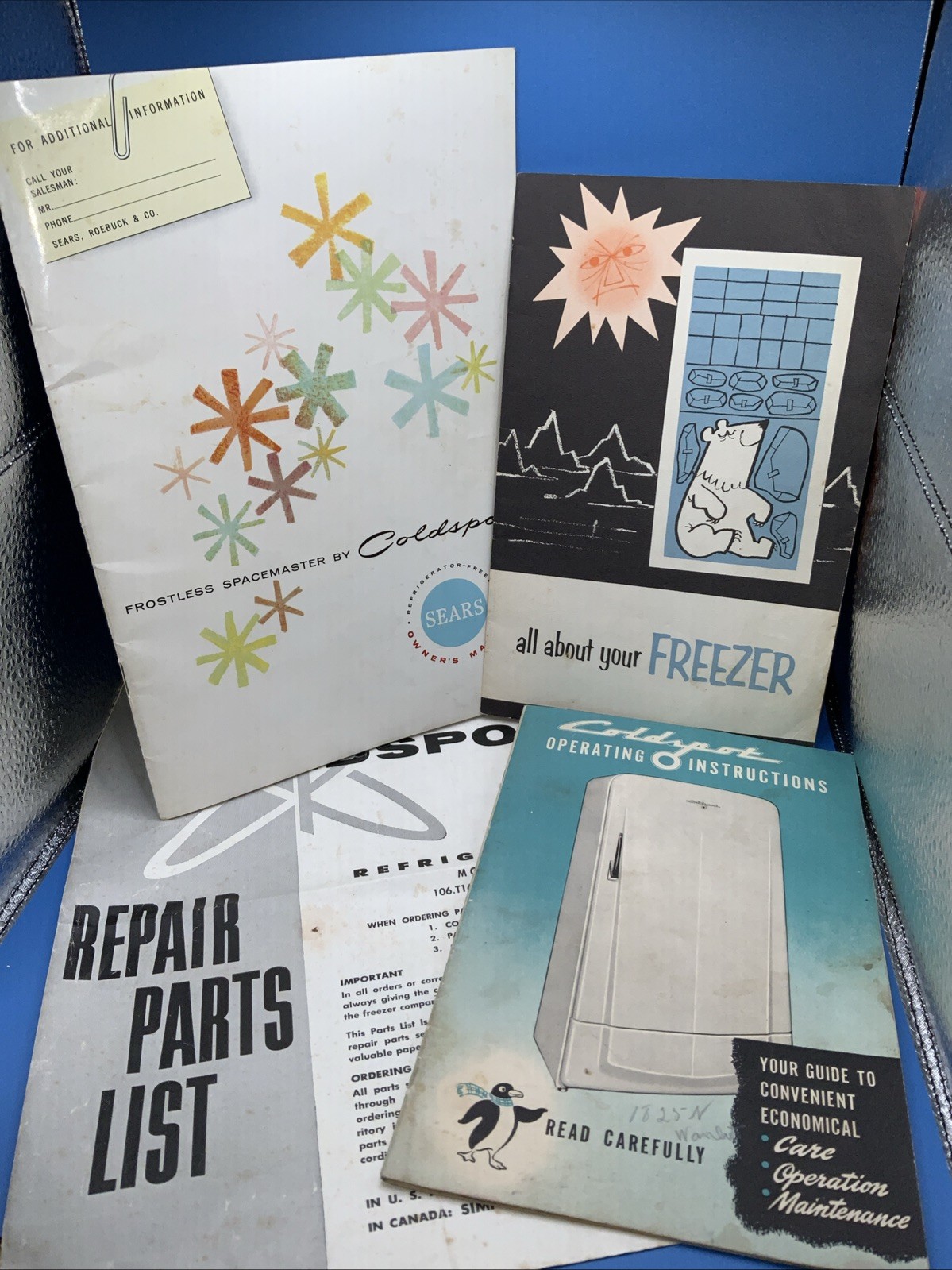 1961 SEARS COLDSPOT REFRIGERATOR-FREEZER OWNERs MANUAL, Instructions, PARTS LIST