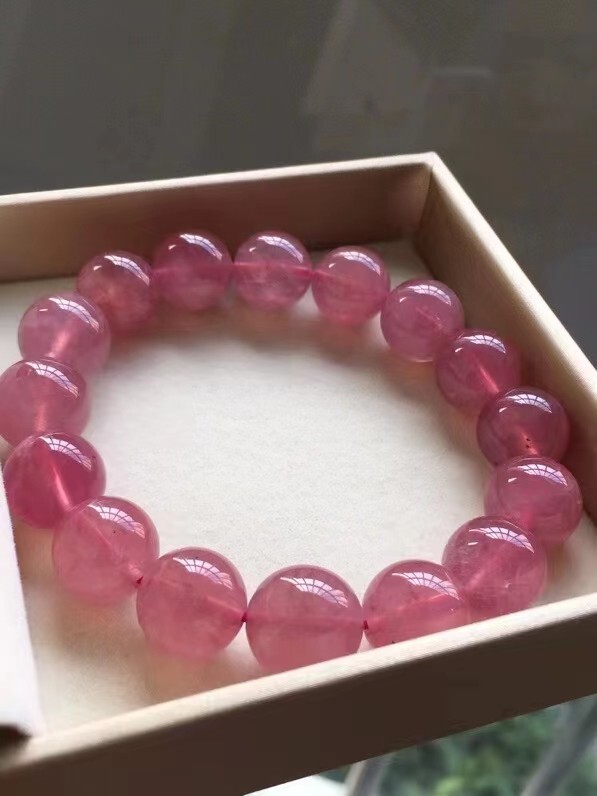 Genuine Natural Rose Quartz Crystal Madagascar Round Beads Bracelet AAAA 13mm