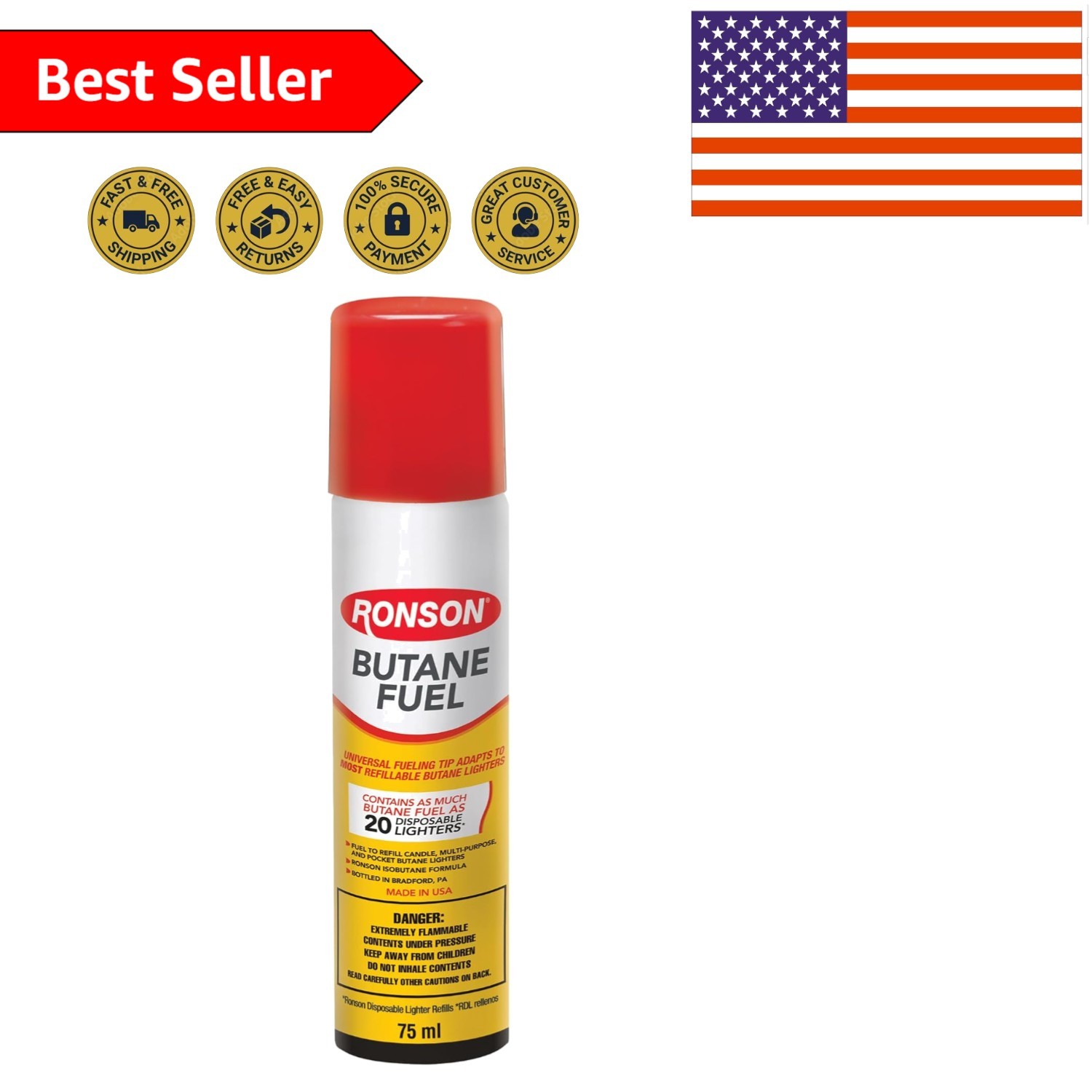 Versatile 75ml Butane Refill – Anti-Clog Lighter Fluid for Smooth, Clean Burns