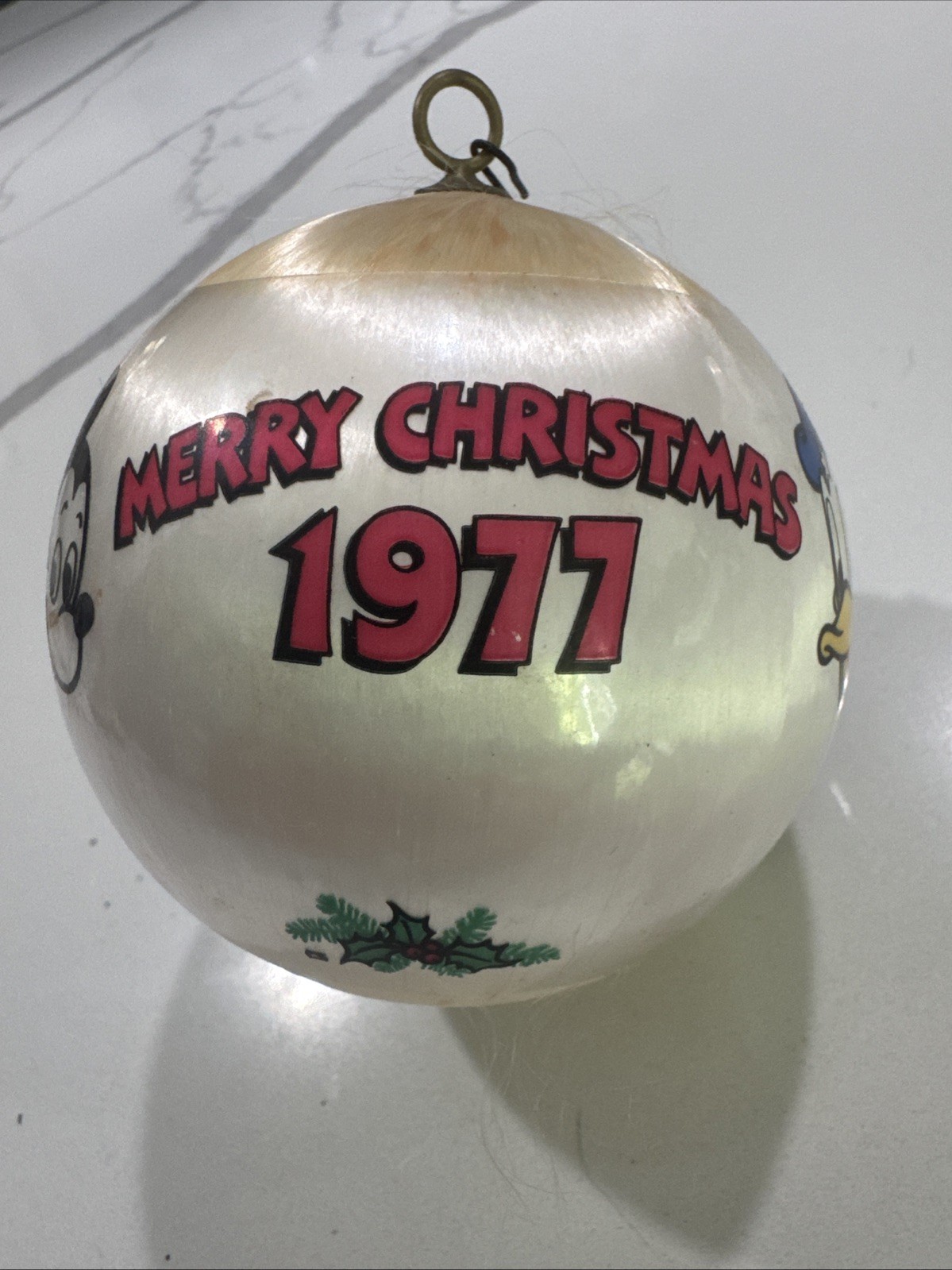 Vintage Mickey Mouse Round Satin Covered ornament 1977