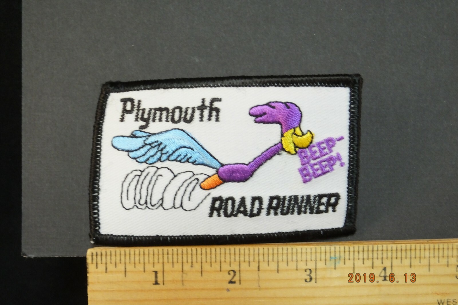 Plymouth “Road Runner 3.5×2.25 Inch ” Iron- on Embroidered patch