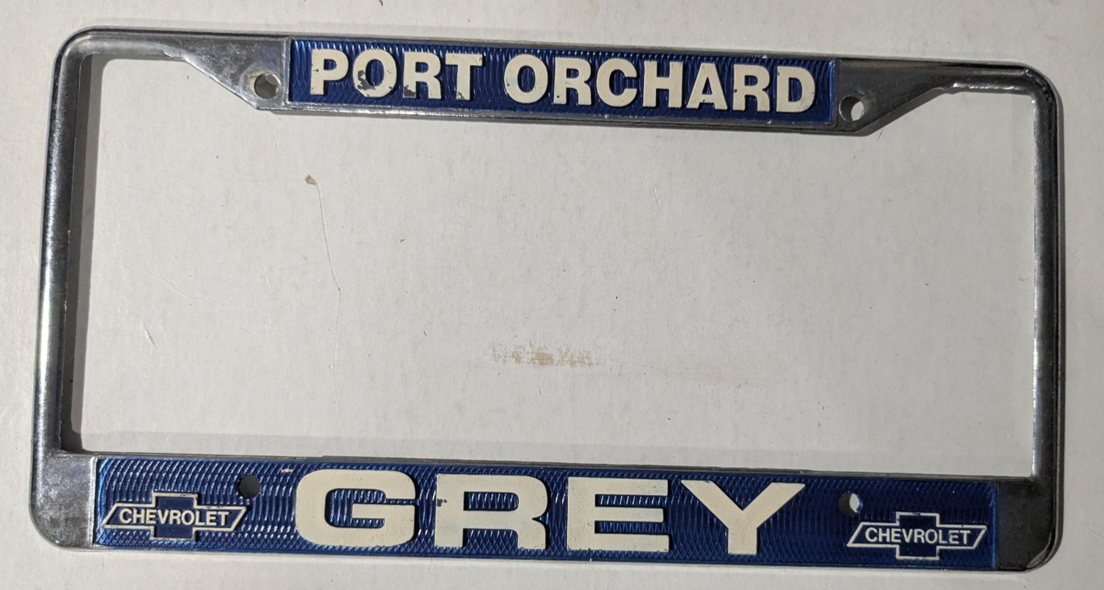 VTG Metal Port Orchard Washington Grey Chevrolet Dealership License Plate Frame