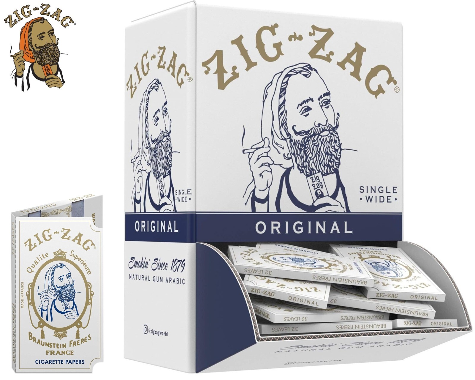 ZIG-ZAG Rolling Paper Original White 70mm Size – (48-Pack) Display Box