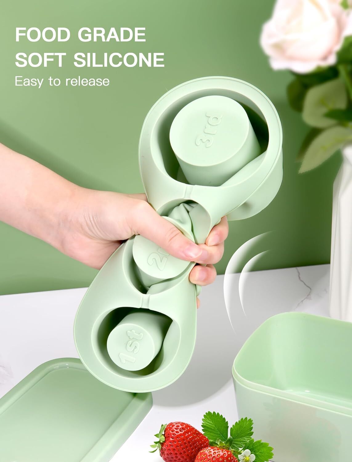 Ice Cube Tray for Stanley Cup Silicone Ice Cube Maker w/ Lid for 30-40oz Tumbler