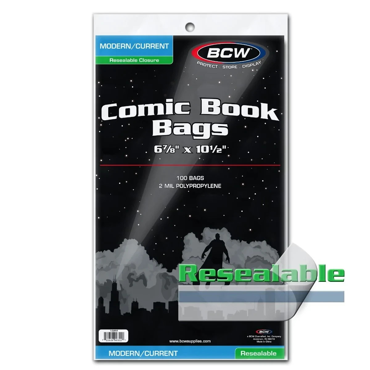 BCW Current Modern Resealable Comic Book Bags 2 Mil Polypropylene 100 Count