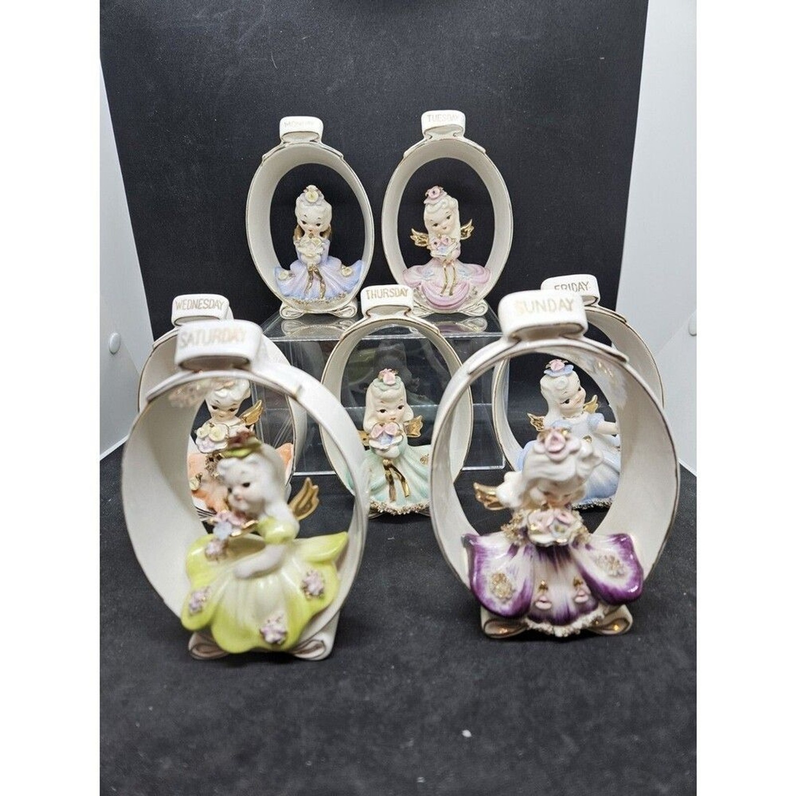 Geo Z Lefton 7 Days a Week – FULL SET Angel Oval Frame Figurines 1955