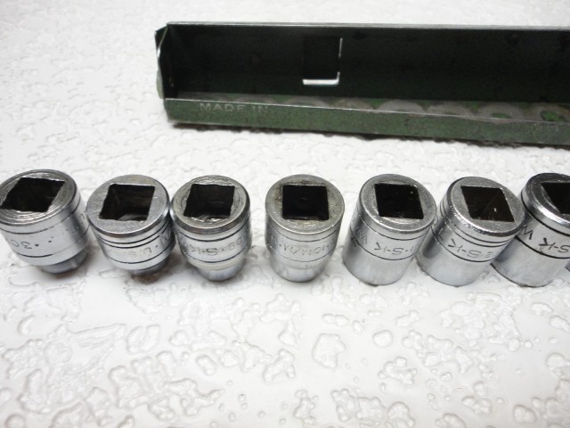 SK Tools 3/8″ Dr 13pc Metric Socket Set 6pt 7mm – 19mm Metal Tray Vintage USA