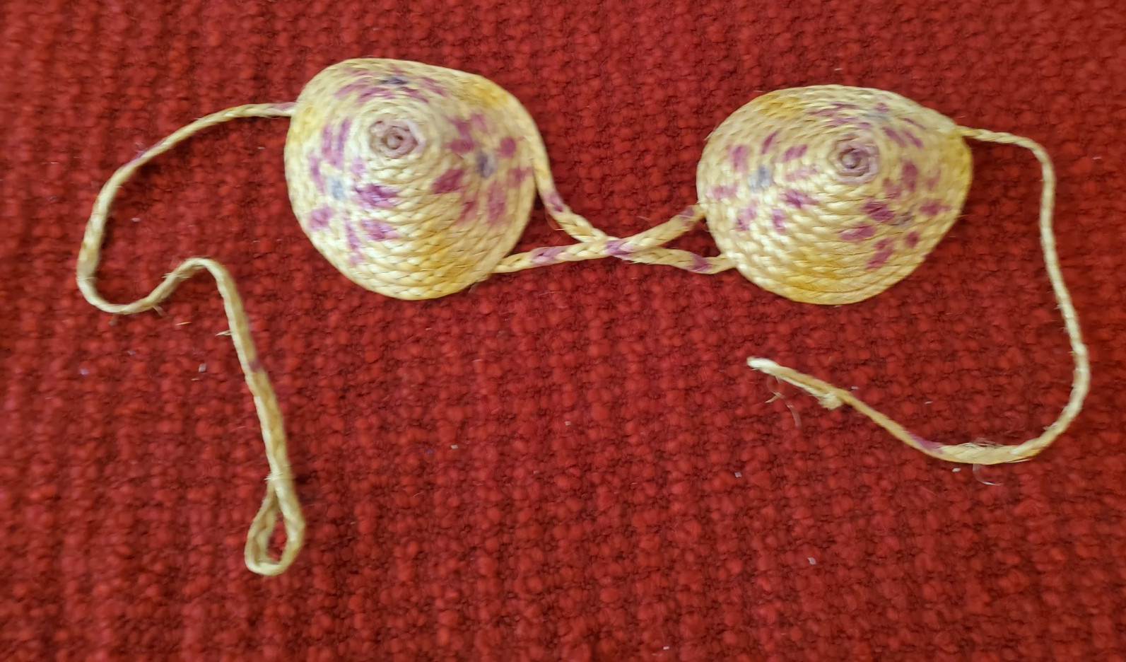 Vintage 1940s WWII SWEETHEART SOUVENIR WOVEN RAFFIA CORDED BRA FROM PHILLIPPINES