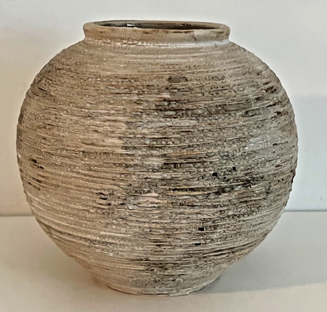 Rustic Ribbed Vase Home Decor – 6.3 in Ceramic Vintage Farmhouse Vases for