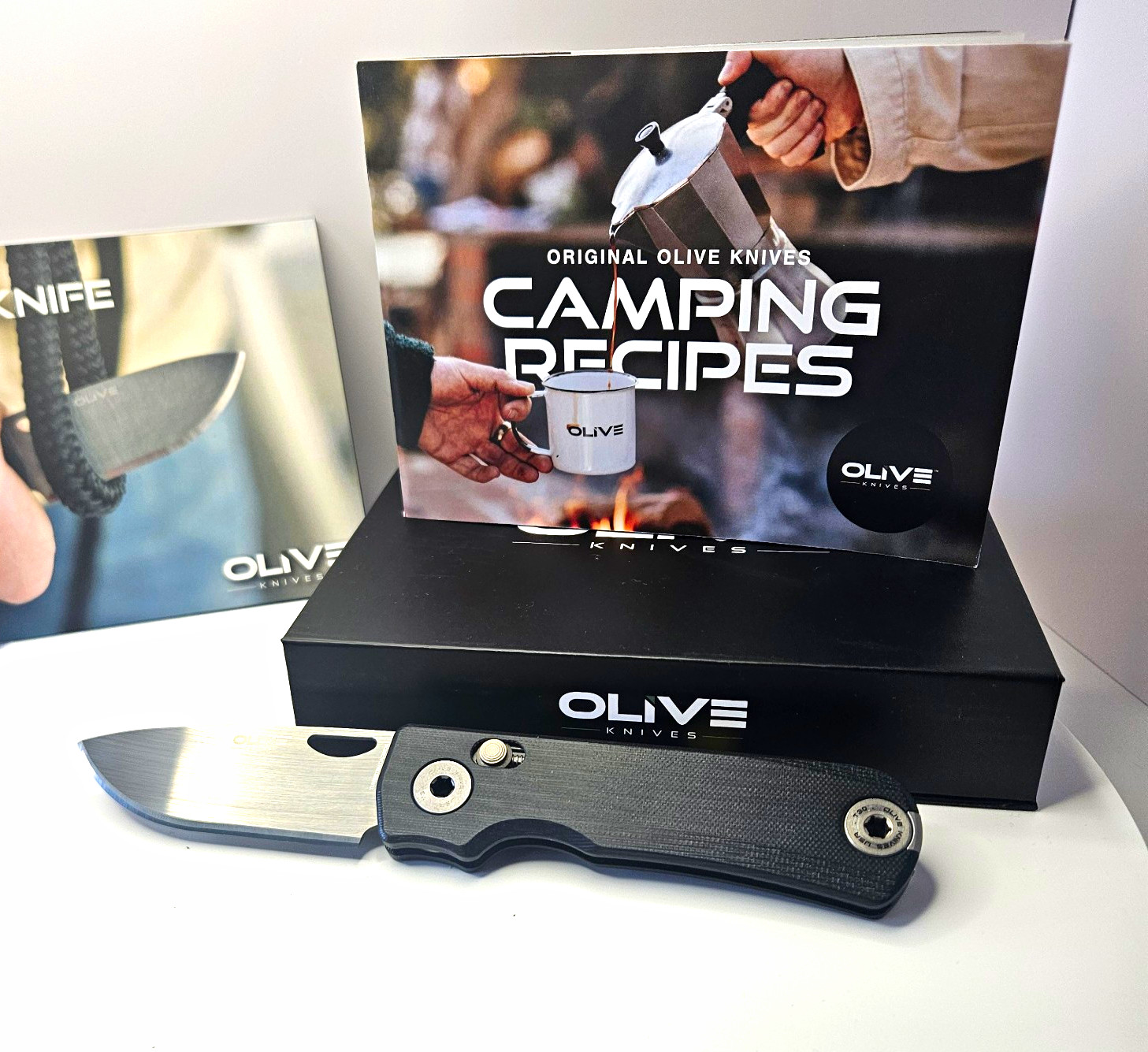 OLIVE KNIVES LENTA- Black G10 Pocketknife Stainless Drop Point Tungsten Carbide
