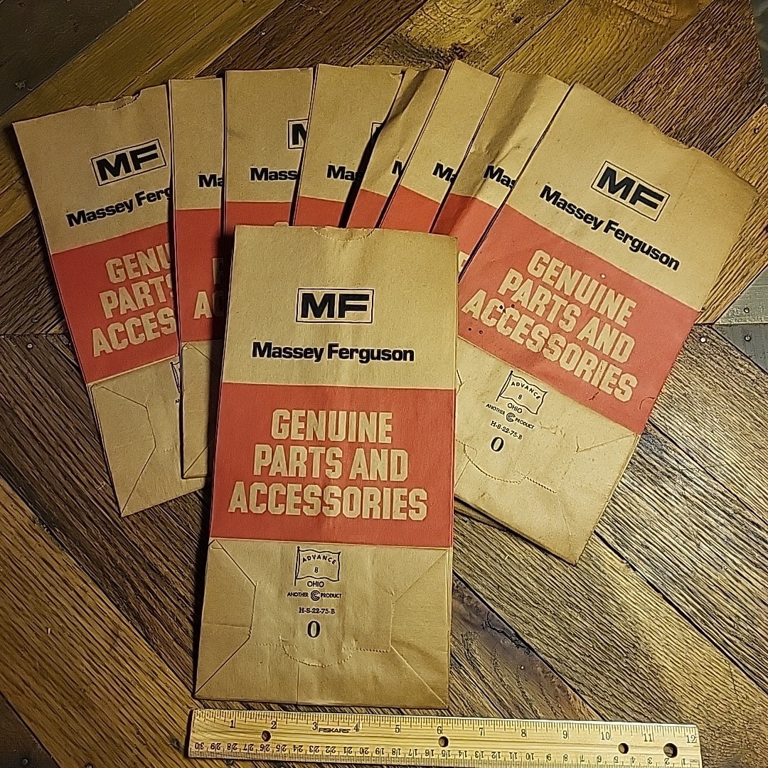 9 Vintage Massey Ferguson “O” Parts Bags 12 Inches Tall X 6 Inches Wide Genuine