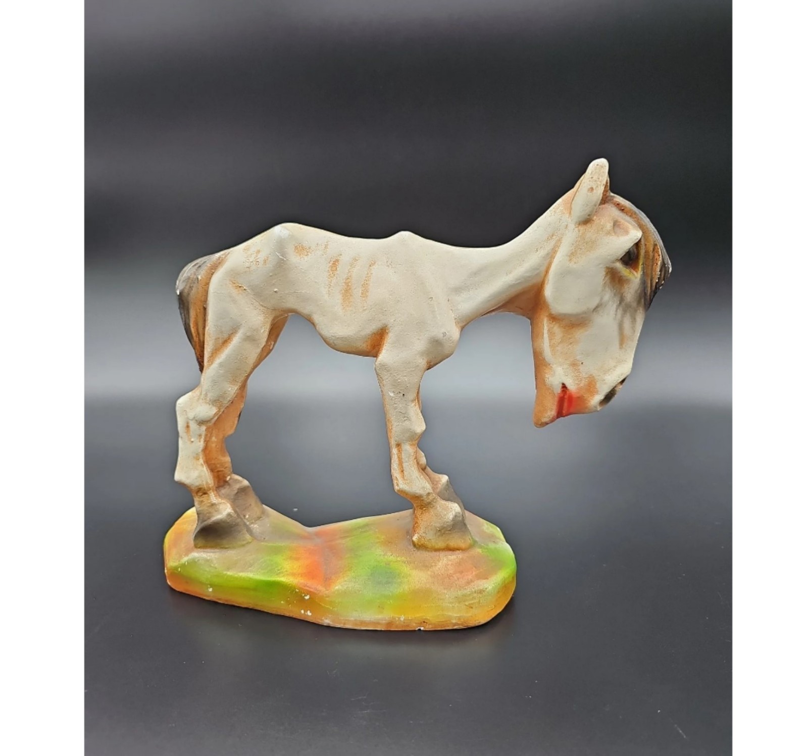 Vintage MCM Chalkware Horse Old Paint Figurine Andy Anderson Sad Western Nag