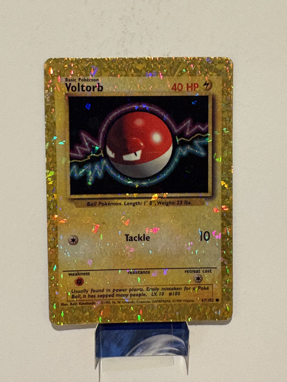 Vintage 90s – Voltorb 67/102 HOLO Prism Base Set Vending Golden Sticker Pokémon