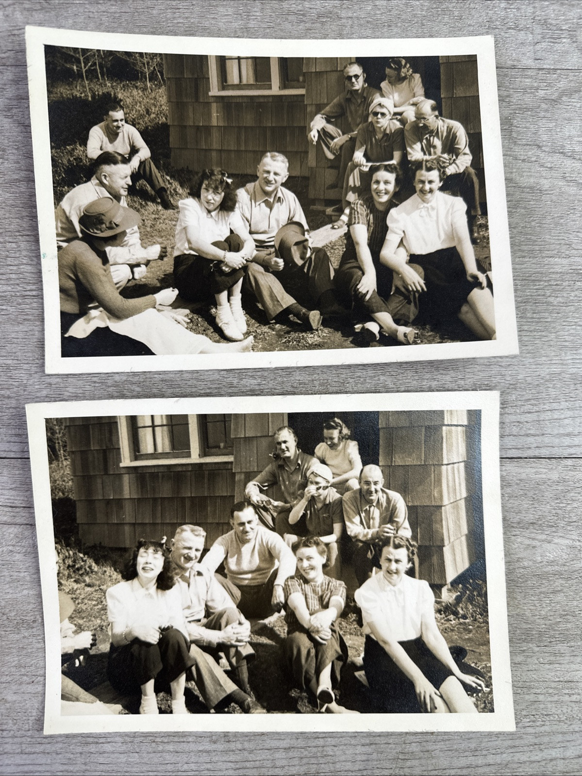 Lot Of 2 Vintage Photos Porch Hangout Young Adults 5 “X 7 “