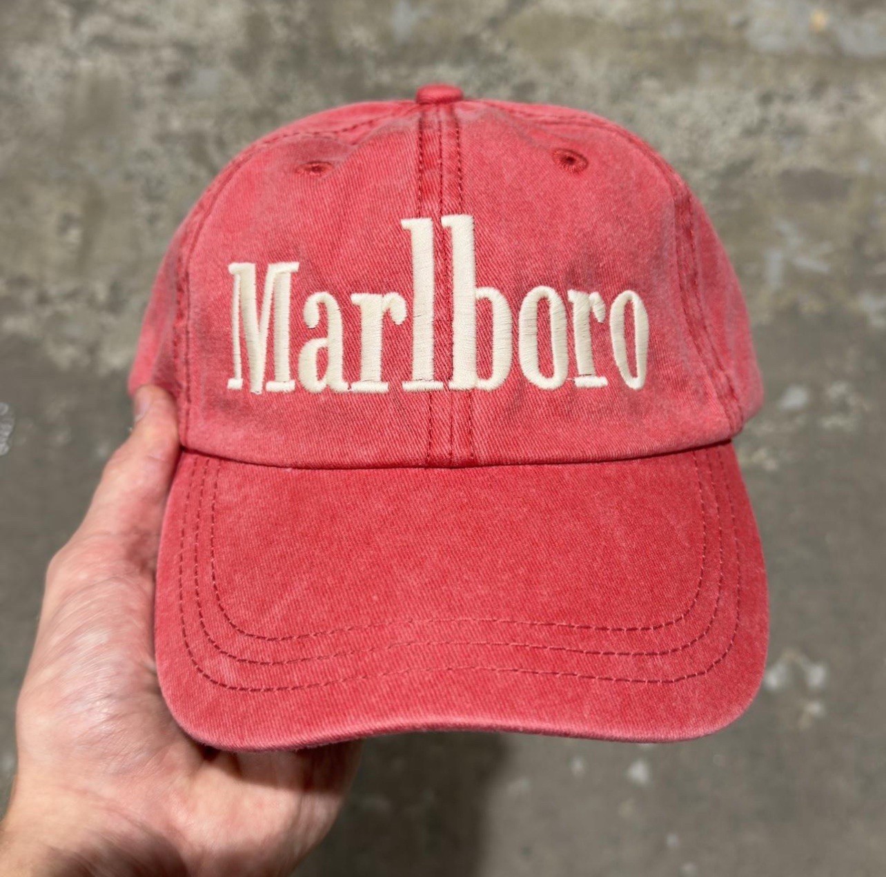 Marlboro Washed Red Adjustable Strapback Baseball Cap 90s Hat – Relisted