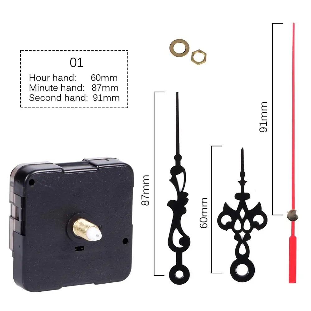 Silent Quartz Clock Movement Mechanism DIY Wall Repair Kit Long Shaft with Hand.