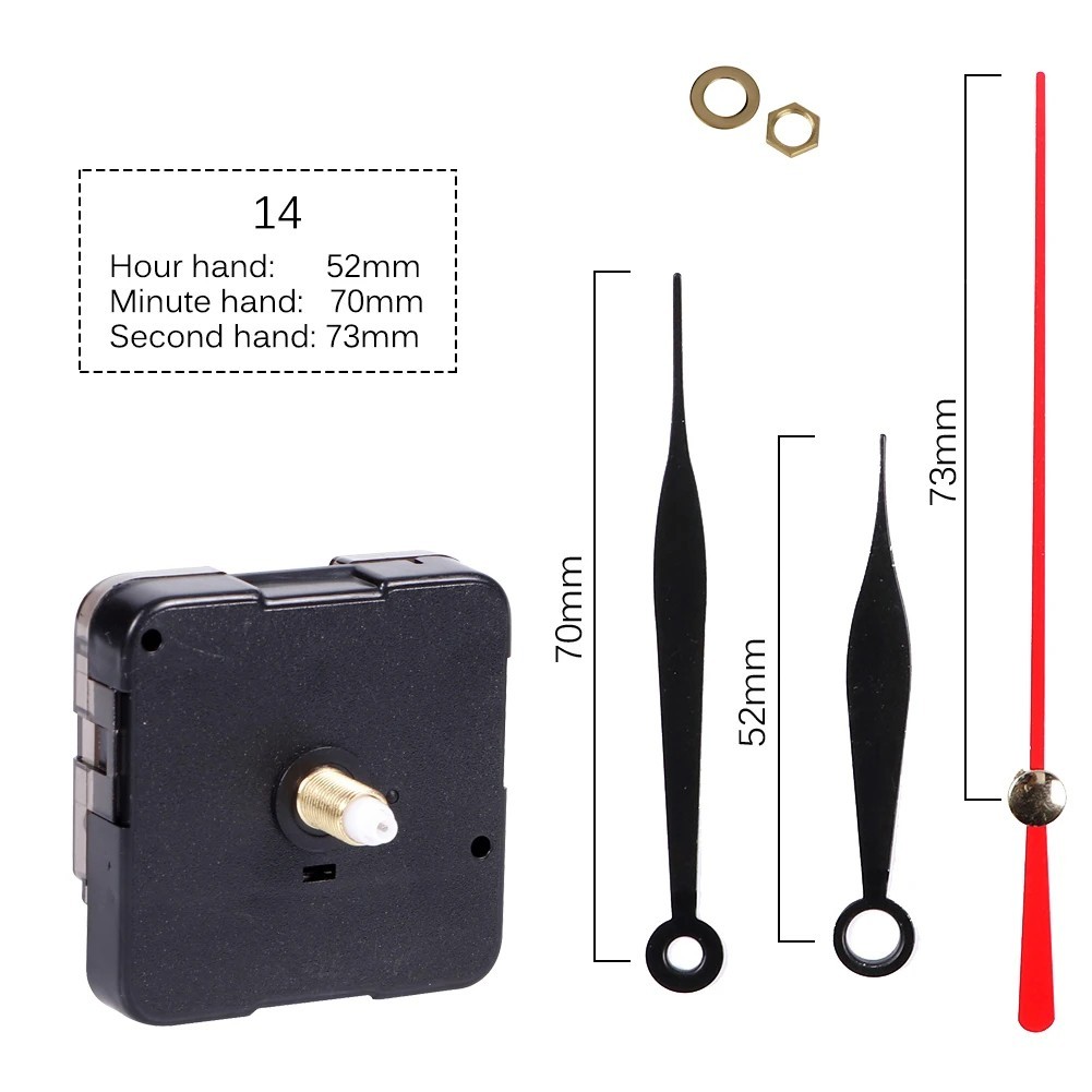 Silent Quartz Clock Movement Mechanism DIY Wall Repair Kit Long Shaft with Hand.