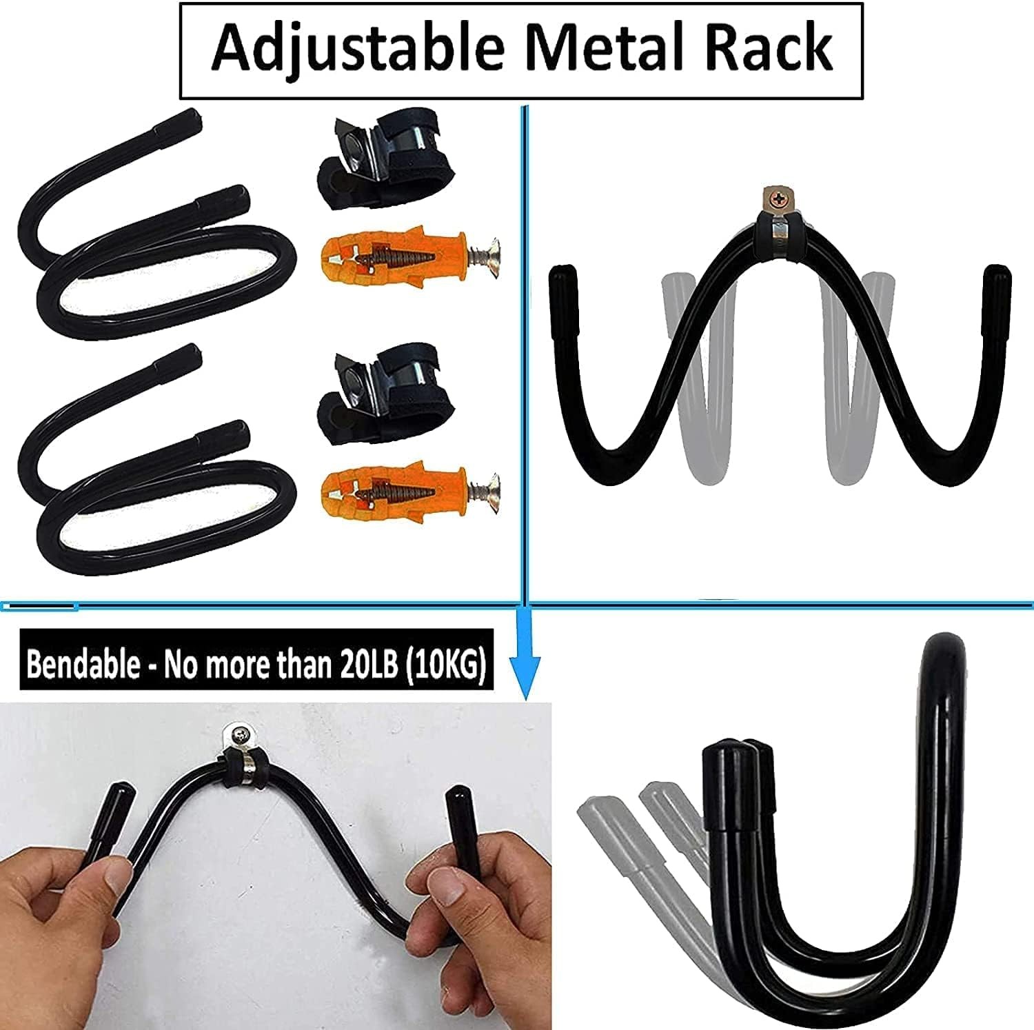 2-Pack Universal Wall Mount Sword Rack Dagger Axe Display Hanger Vertical/Horizo