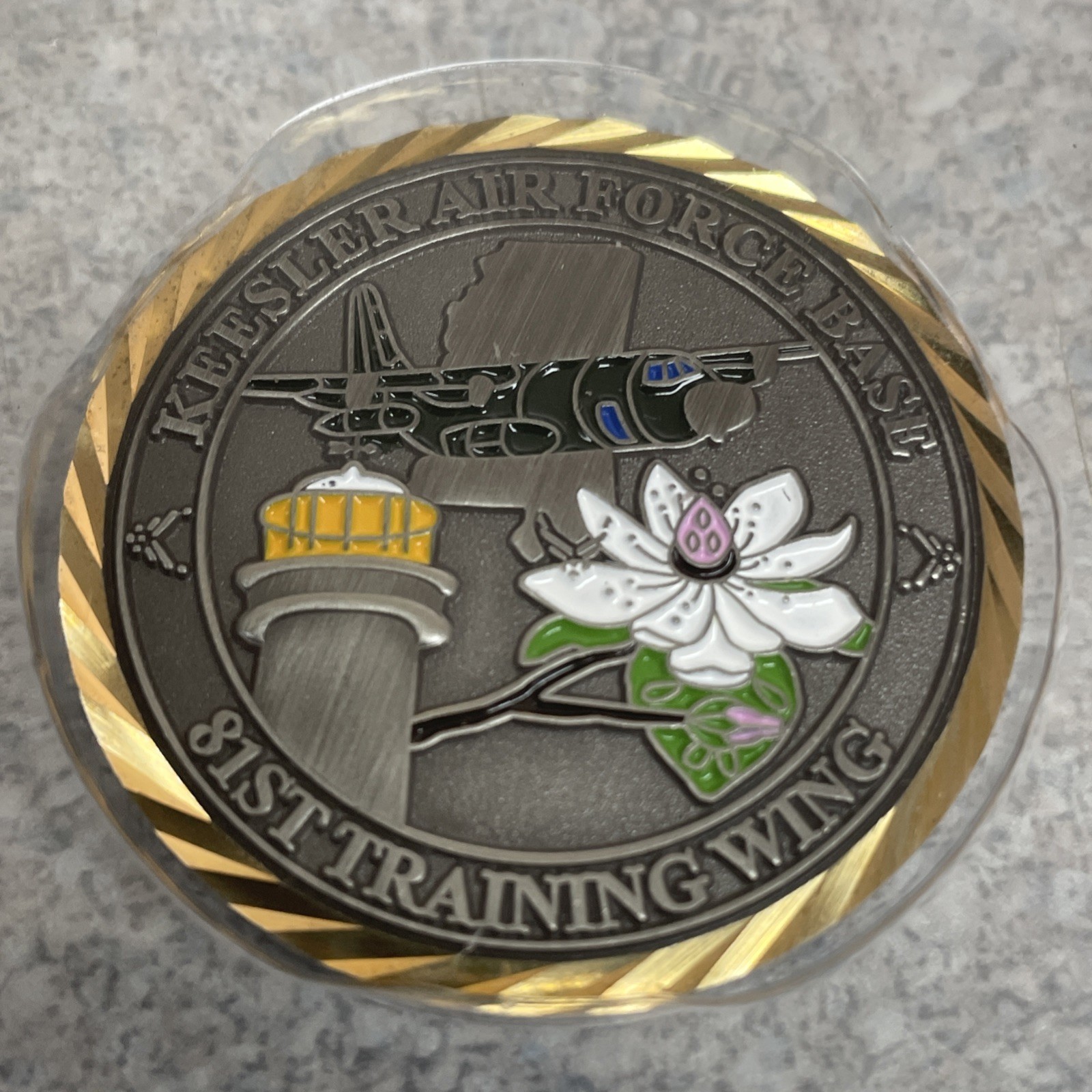 Coin – Keesler AFB MS Base Challenge Coin 81 Training Wing – Color- New W/ Case