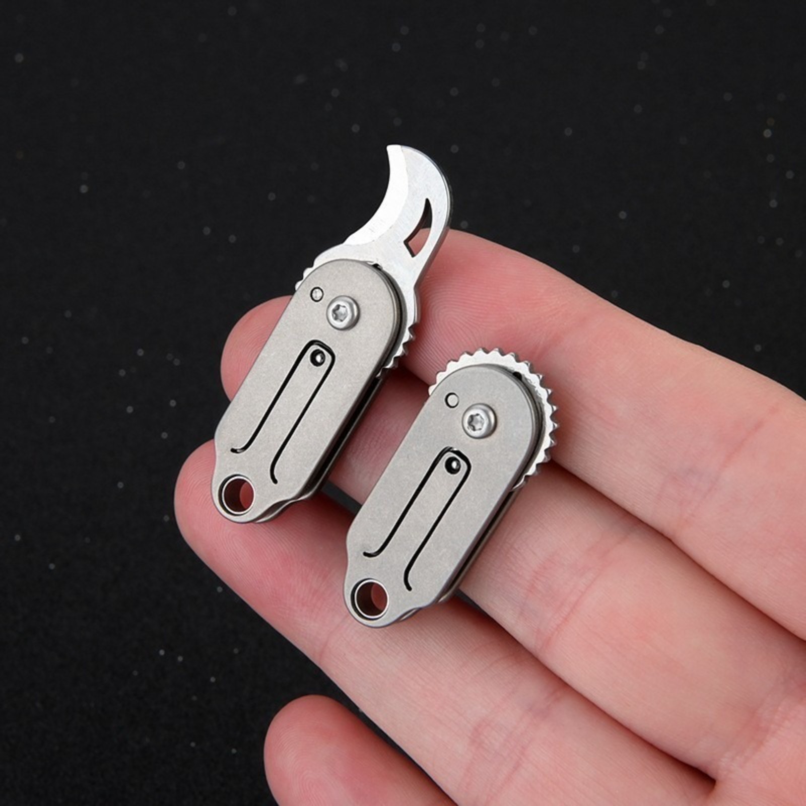 Mini Pocket Titanium Folding Knife Cutter EDC Outdoor Camping Tool Keychain