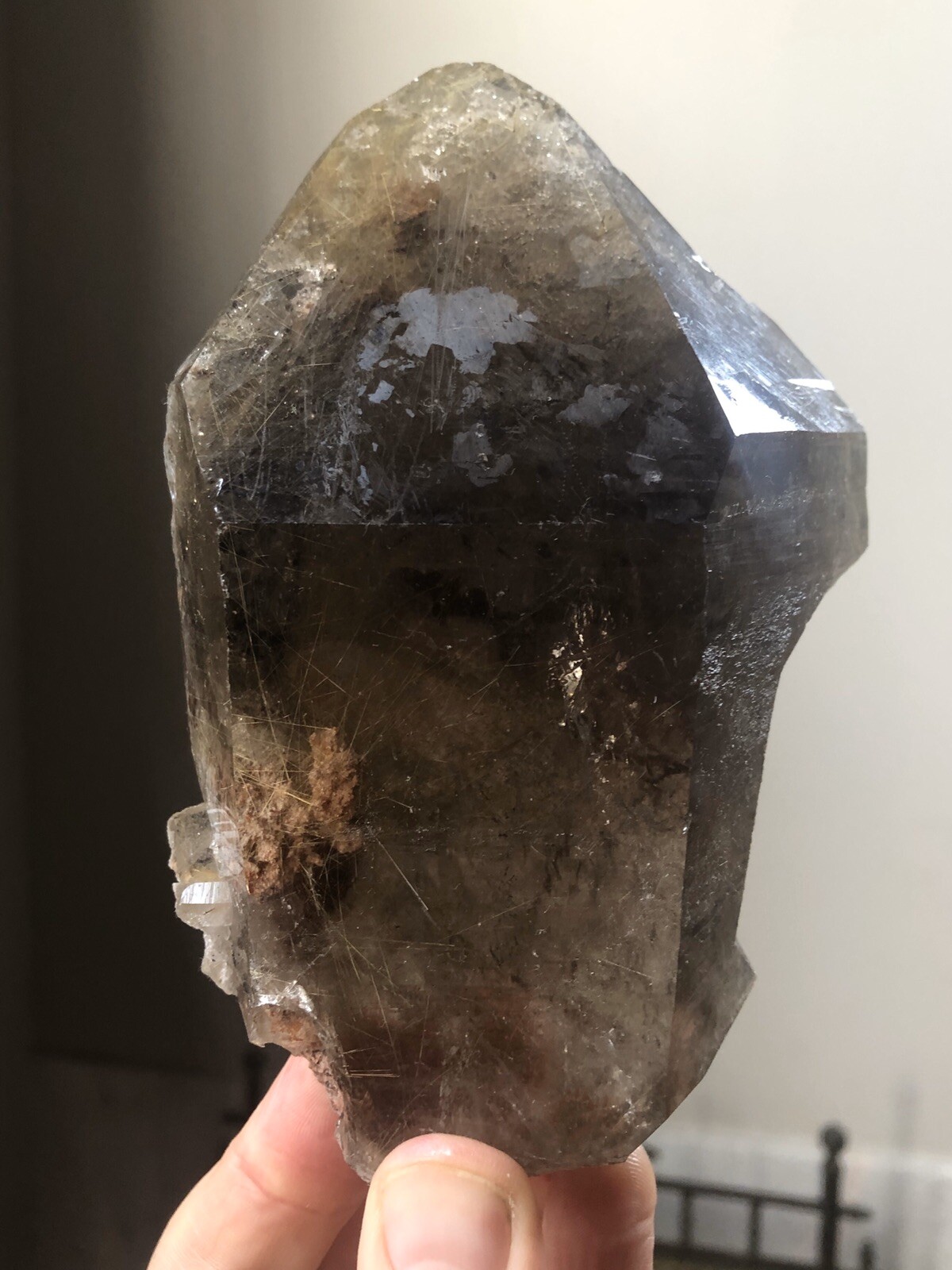 1.4Lb Rutilated Quartz Crystal Smoky Quartz Inclusion Quartz Brazil Gold Rutile
