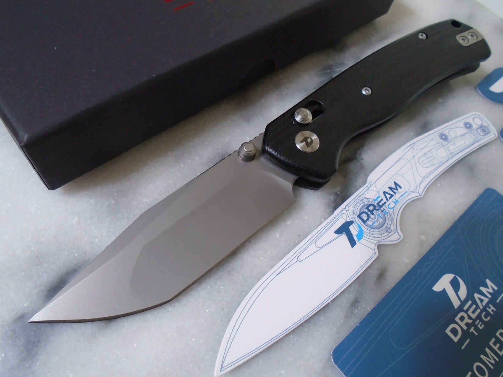 Dreamtech Ball Bearing Pivot Axis Lock Tanto Pocket Knife 14C28N D4508GB G10 New