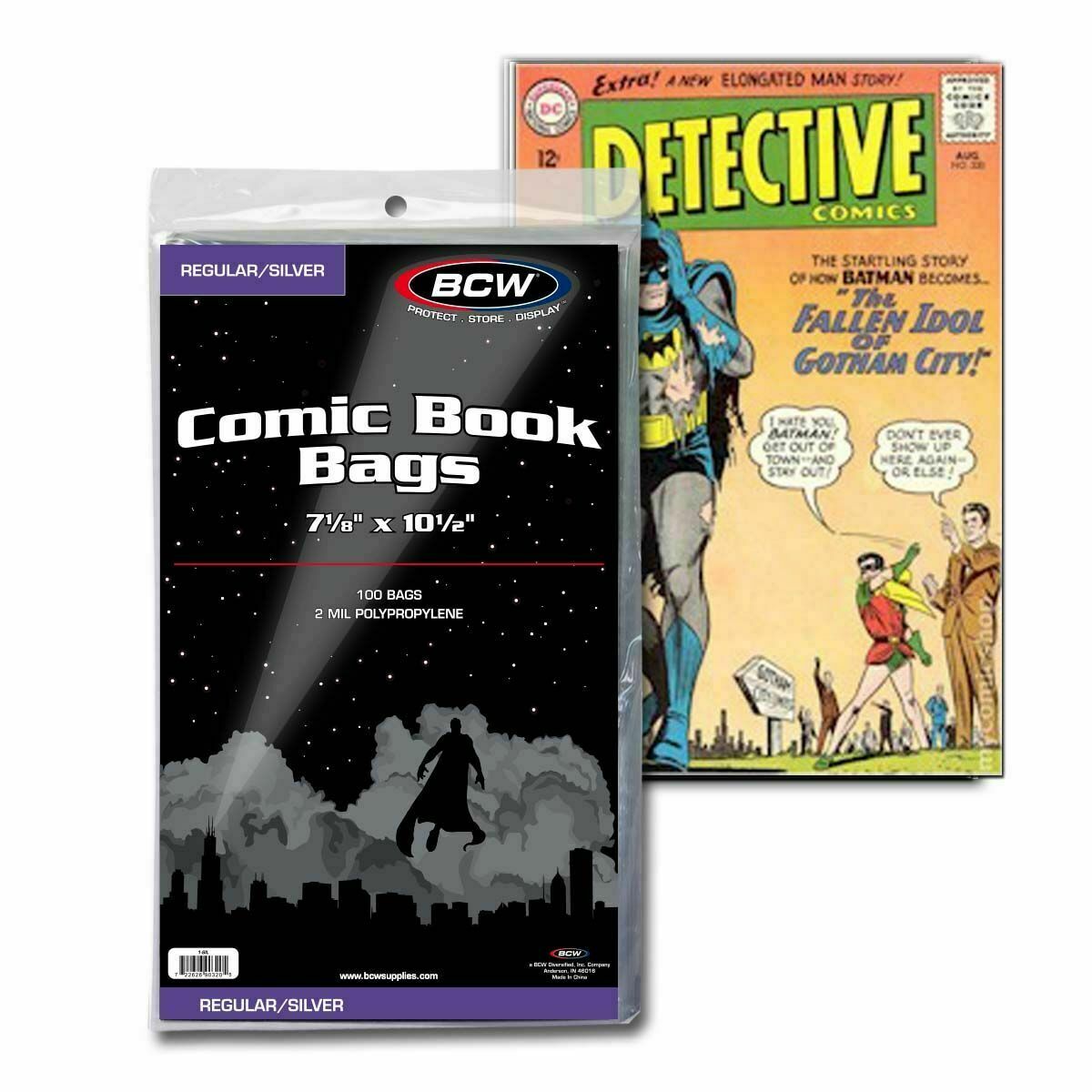 100 – BCW Silver Backing Boards & 2-Mil Polypropylene Comic Book Bags Set of 100