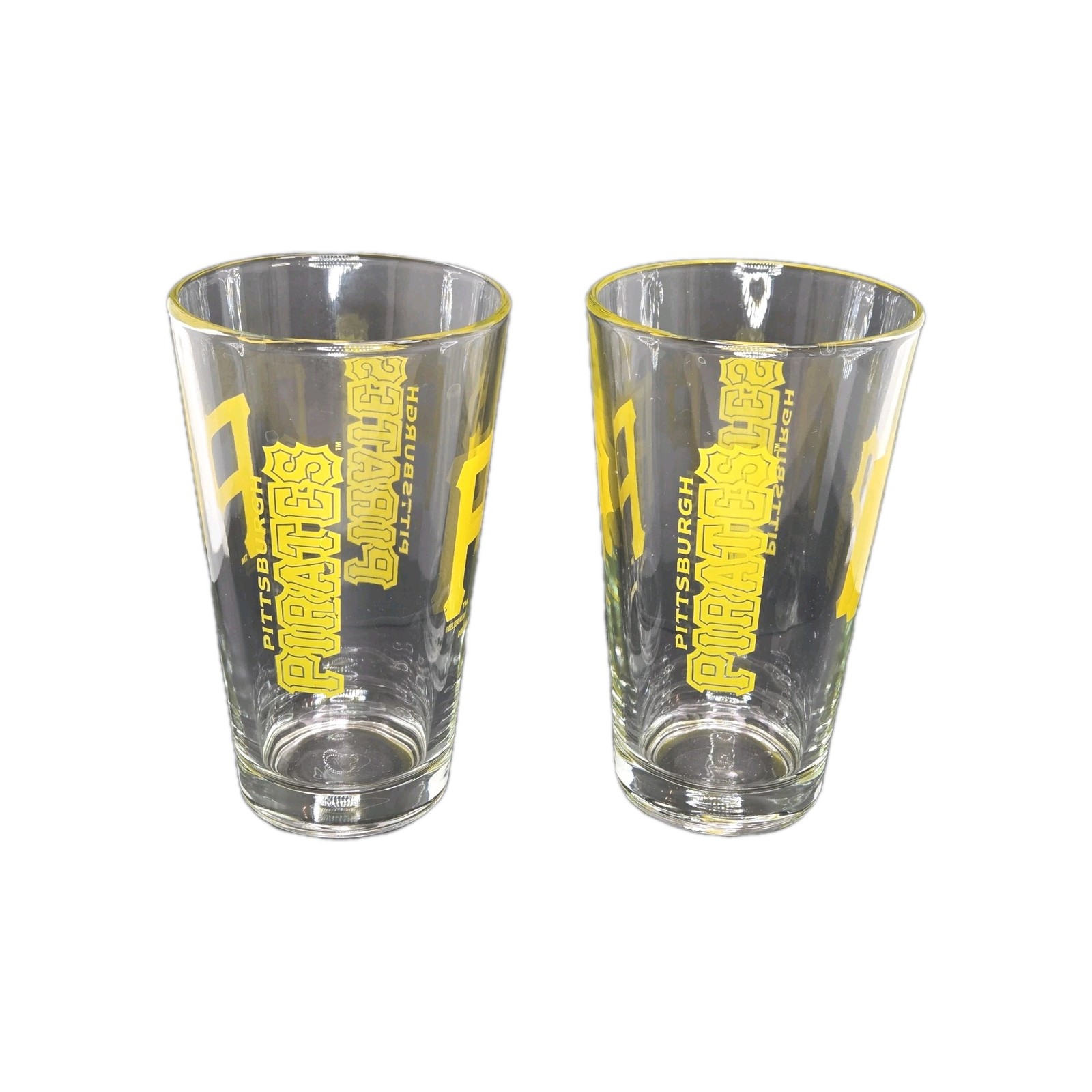 Baseball Pittsburgh Pirates Pint Glasses Yellow P Logo Clear MLB Beer Barware…