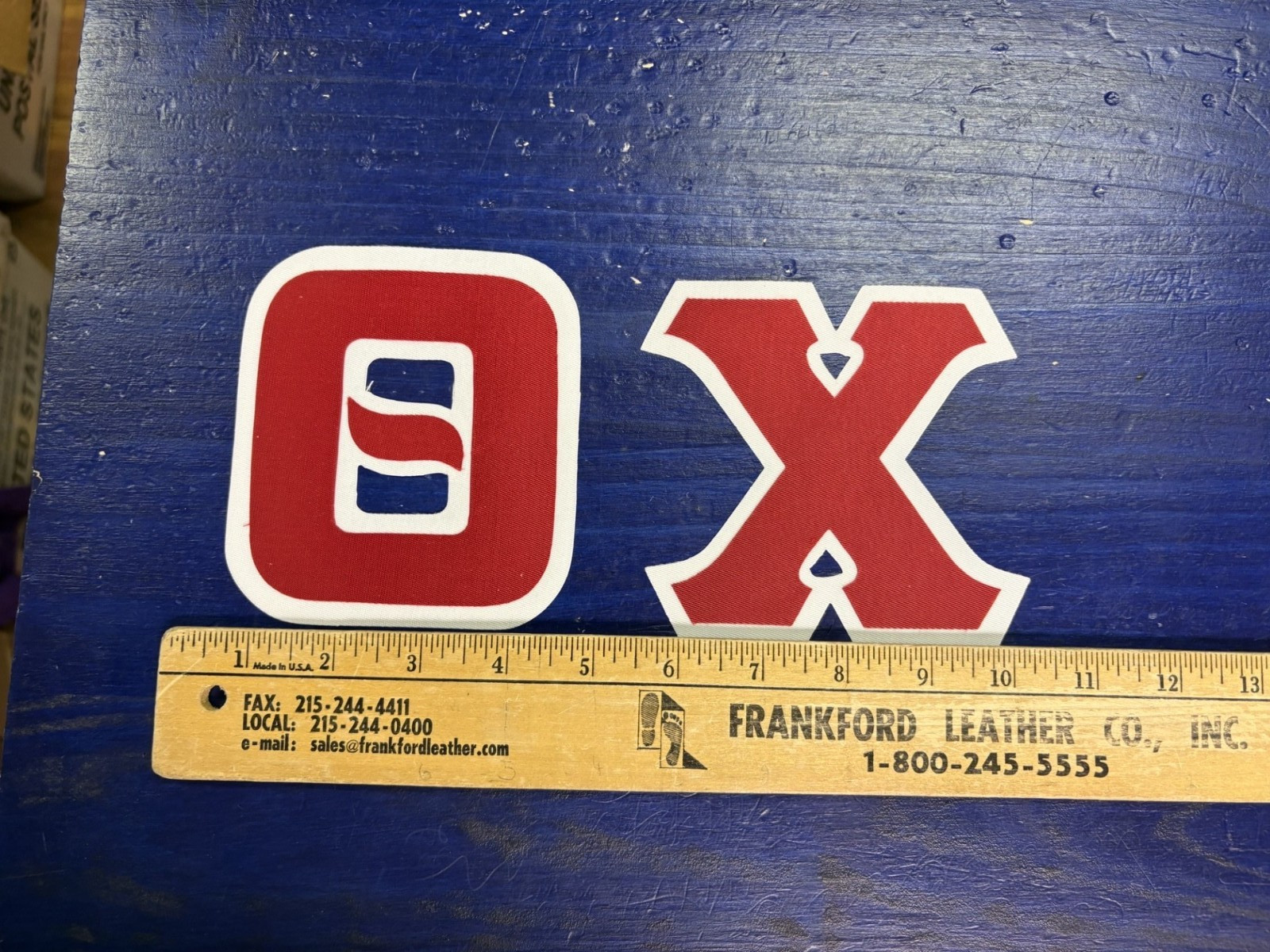 Theta Chi 4″ Greek Twill Sew On Letters Red/White Adhesive Backing