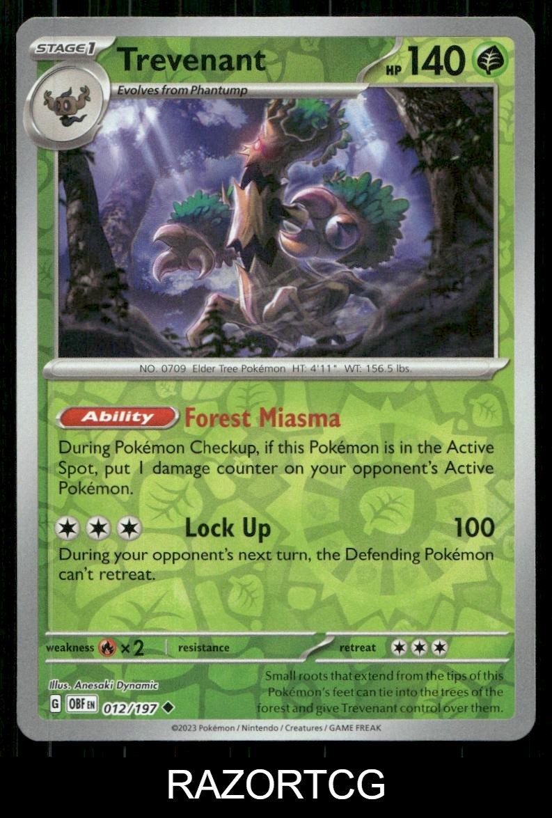 TREVENANT 012/197 UC OBSIDIAN FLAMES POKEMON REVERSE HOLO NM/M