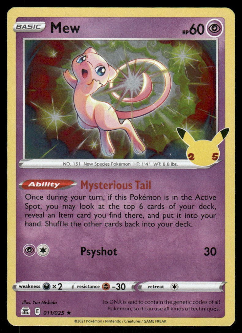 Pokemon Cards Mew 011/025 Celebrations Holo Rare LP *6