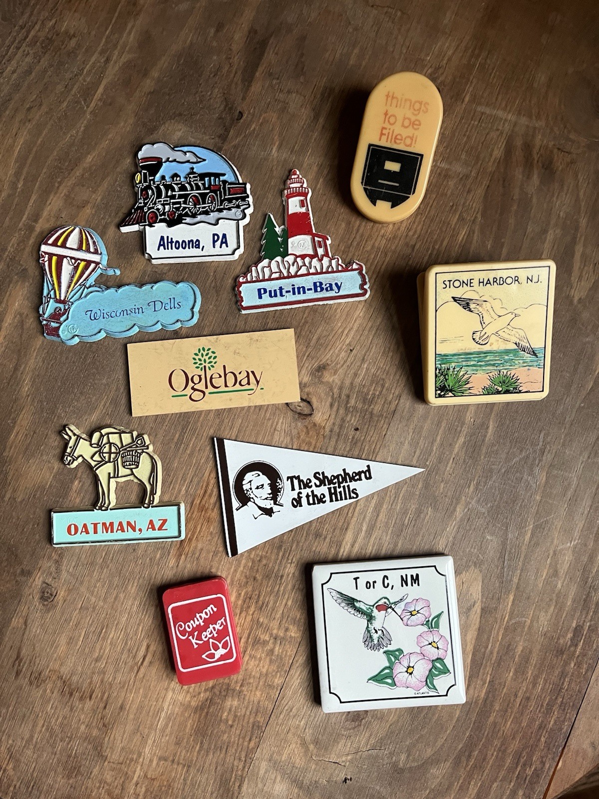 Souvenir Fridge Magnet Lot – Wisconsin Dells, Altoona PA, Put-in-Bay, Plastic