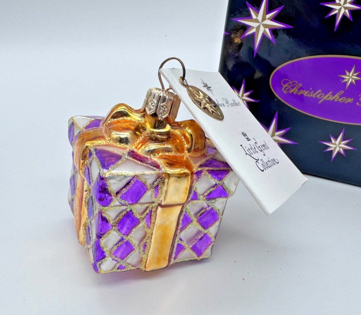 NOS Christopher Radko Pretty Paper Gem Little Gems Pink Christmas Ornament