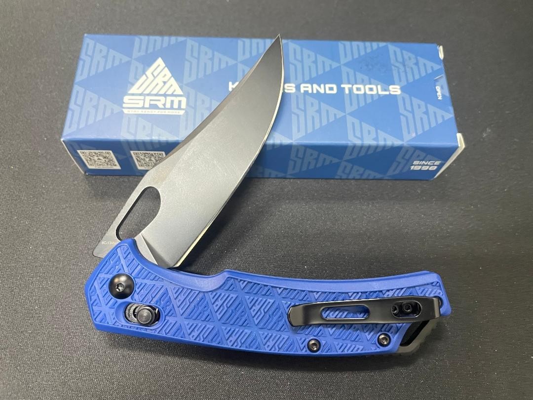 SRM Retriever Blue FRN Handle Black 8CR13MoV Blade