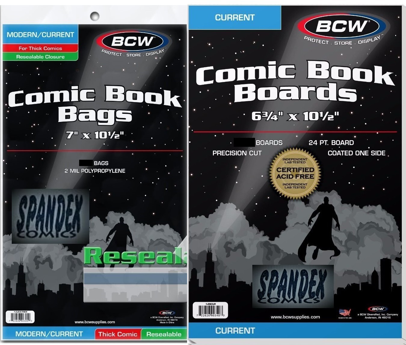 50 BCW Current Resealable Thick Poly Comic Bags & Current Boards 6 3/4″ Combo