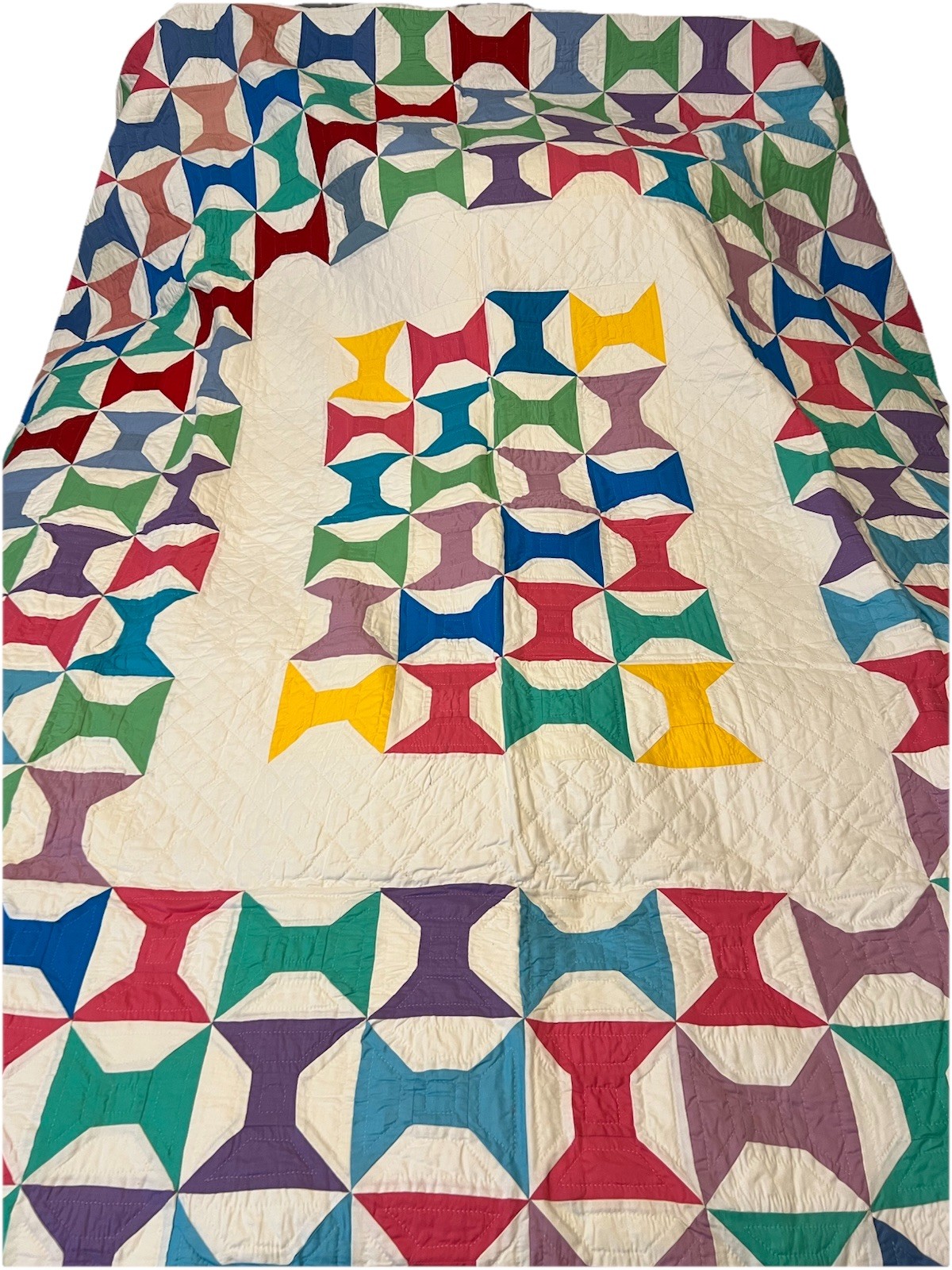 Beautiful Vintage Handmade Bobbin Spools Quilt 89 X 78