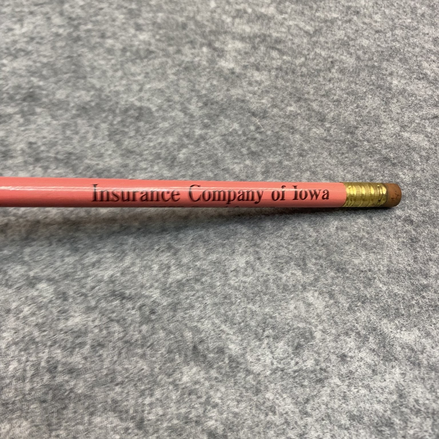 Insurance Company of Iowa Disneyana Pencil Pink Wood Eraser 7.5in Des Moines IA