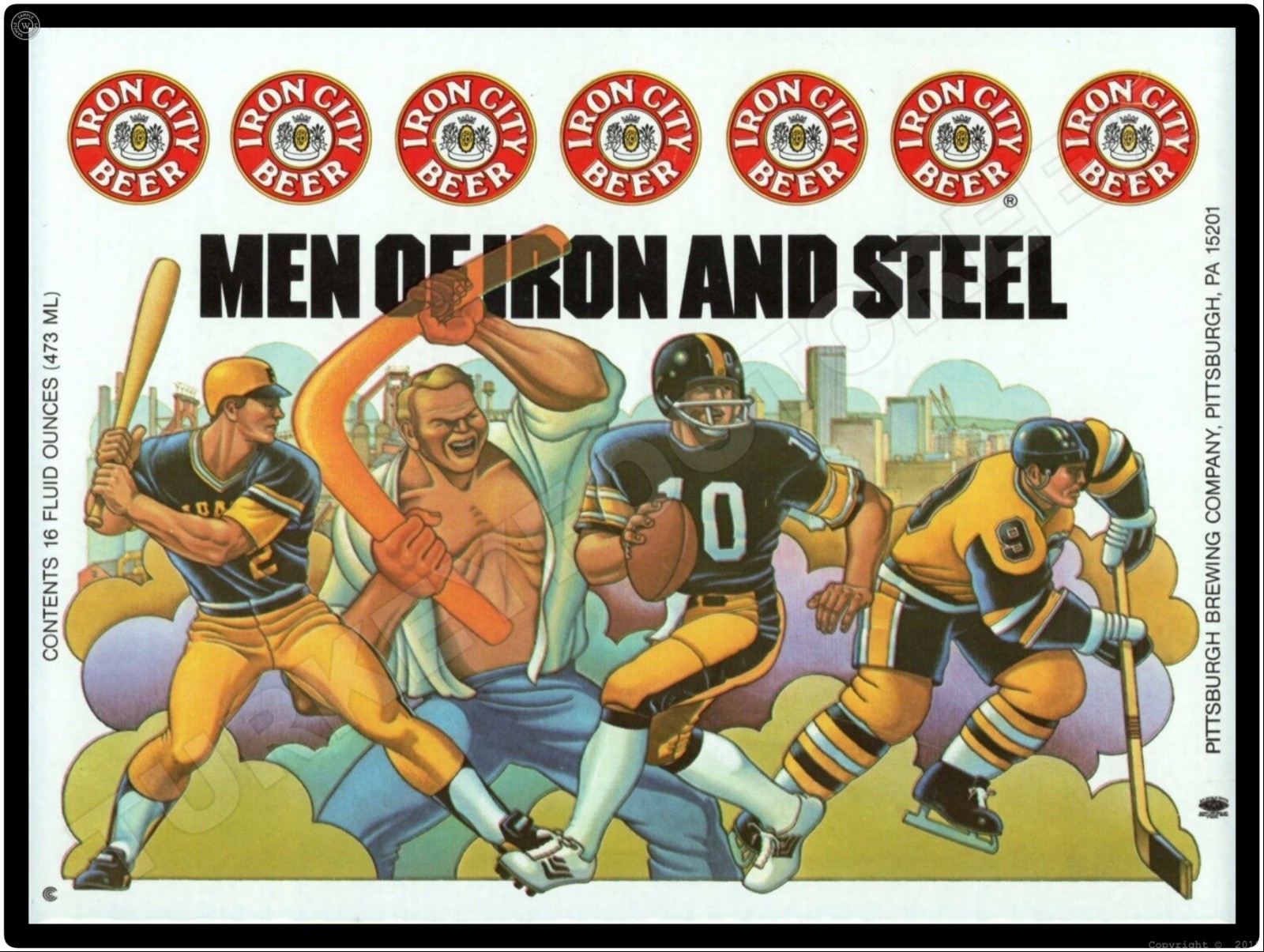 Iron City Beer Men Of Iron And Steel 9″ x 12″ Metal Sign