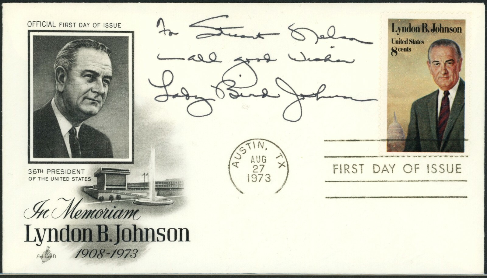LADY BIRD JOHNSON Signed First Day Cover