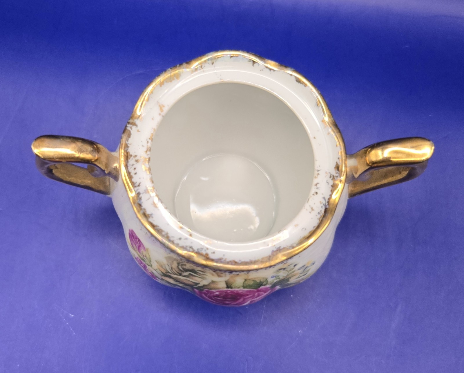 Vtg Ucagco Ceramic Rose Pattern Sugar Bowl w/Lid & Creamer Set ~ Made In Japan🌹