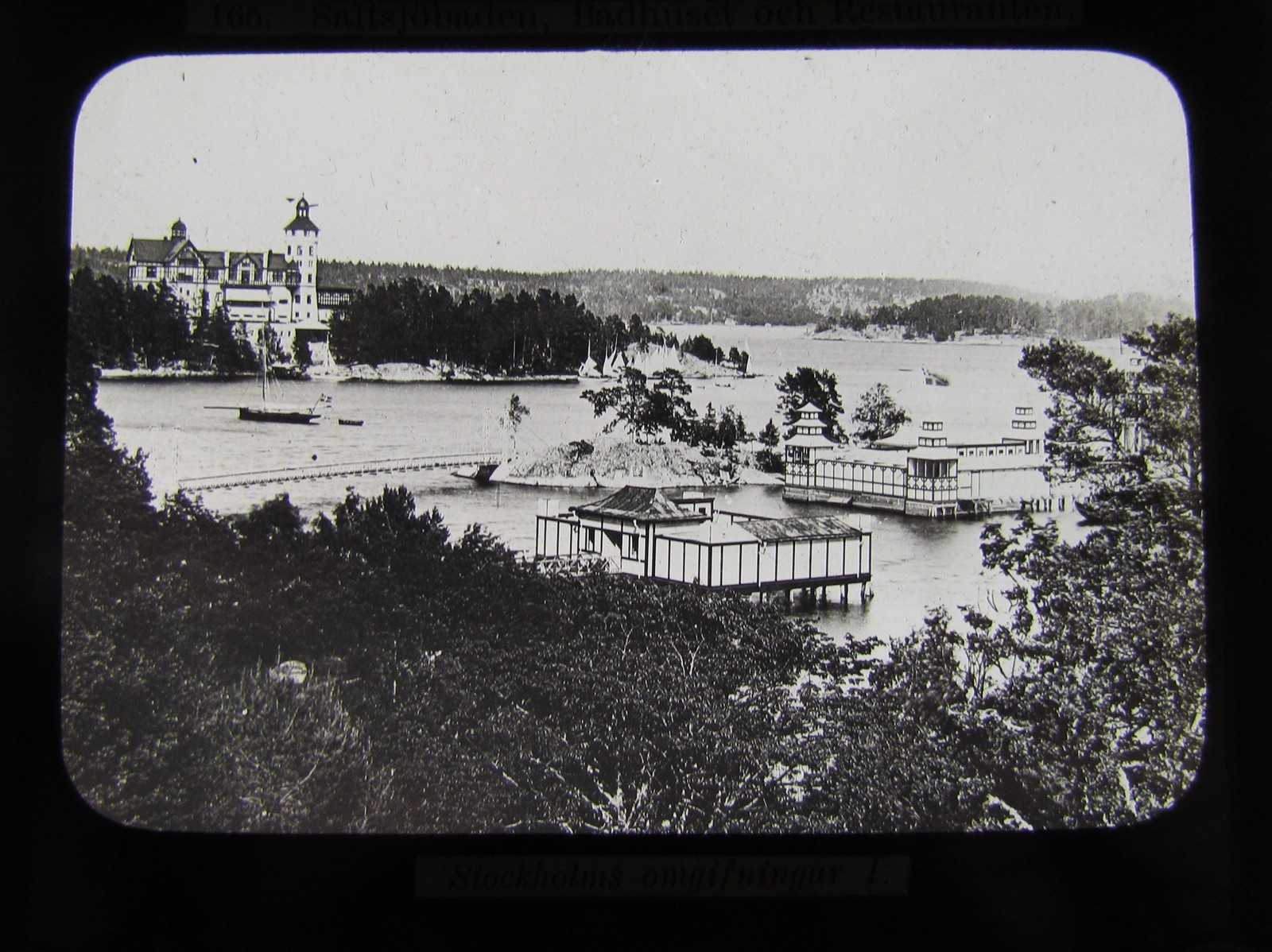 Glass Magic Lantern Slide SALTSJöBADEN C1890 SWEDEN NACKA STOCKHOLM