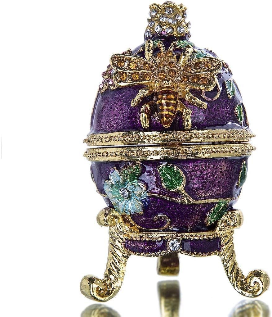 Beautiful Hand-Painted Faberge Egg Trinket Box – Perfect Gift for All Occasions