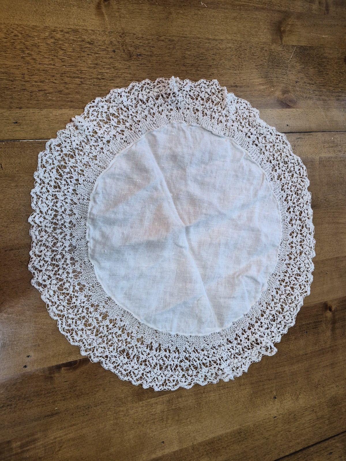 Vintage Hand-Crafted Scalloped Crochet Cotton Doily Beautiful Detailed