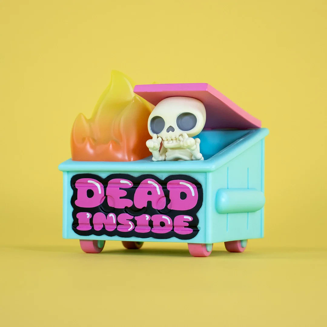 Lil Dumpster Fire Dead Inside 100% Soft Vinyl Figure 3.5″ Skeleton Toy