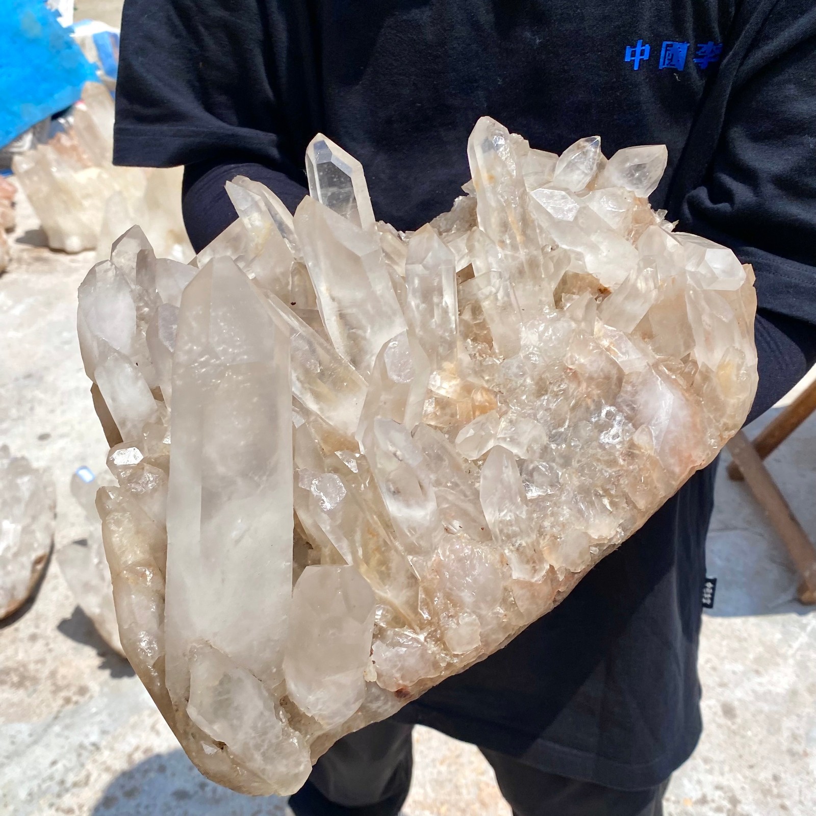 16.17LB Large Natural clear white Quartz Crystal Cluster wand point healing.