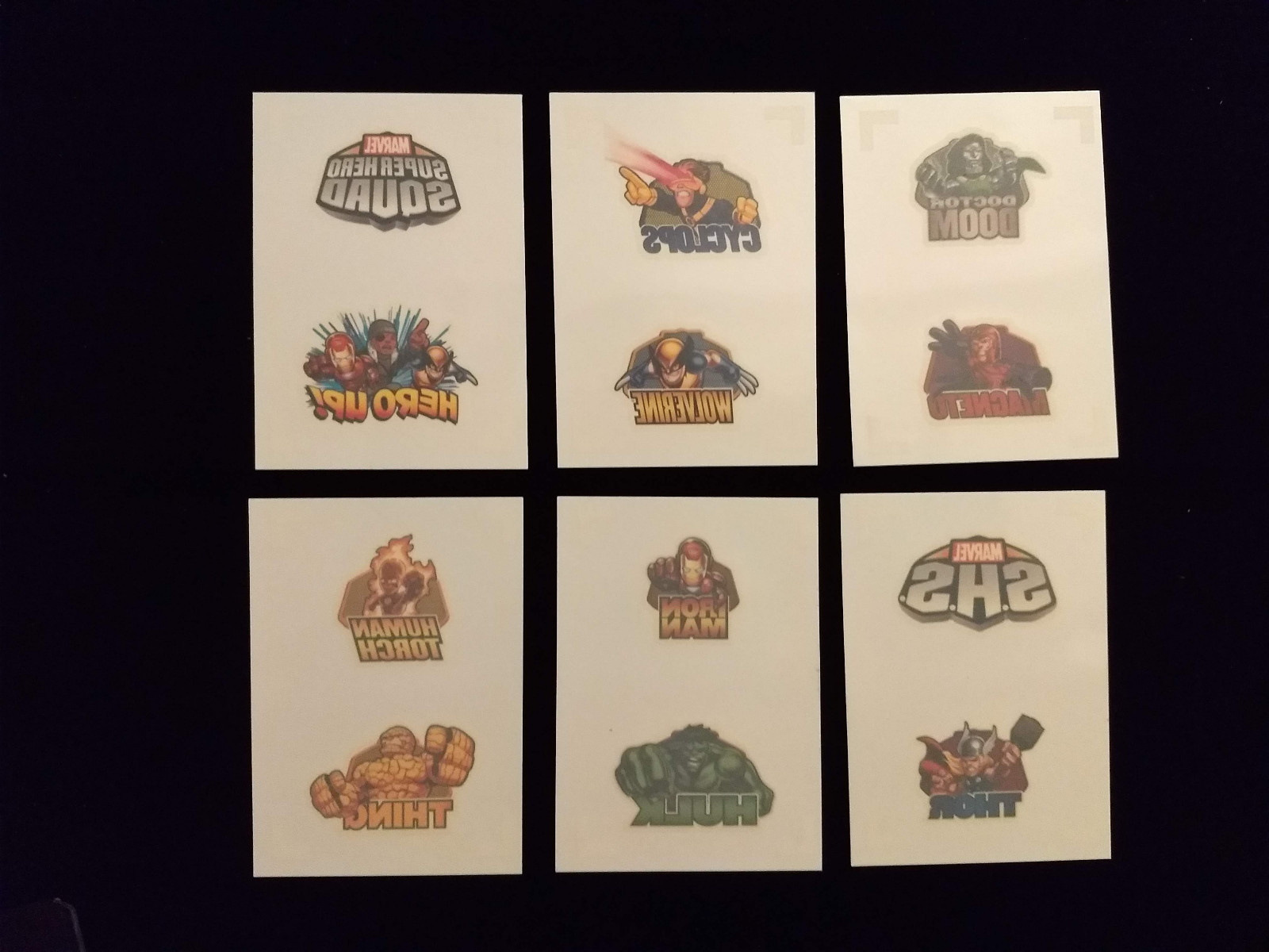 2009 Upper Deck Marvel Super Hero Squad Tattoo set (6) Nrmt/Nrmt+