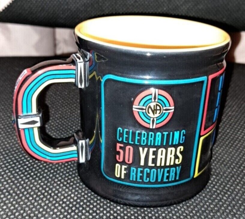 Vintage Narcotics Anonymous 50th Anniversary WCNA Raised Art Multicolor 18oz Mug