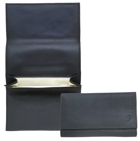 Mitchell Thomas Black Leather Pipe Tobacco Roll Up Pouch w/Rubber Lining – 9309