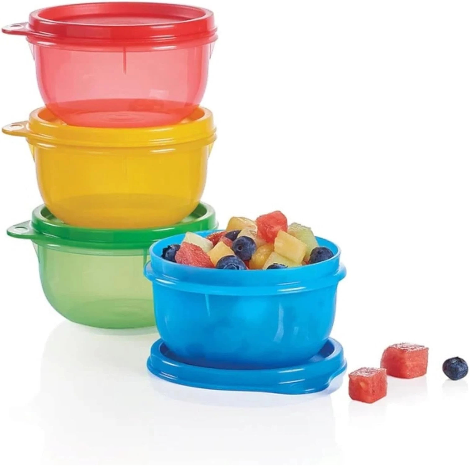 Tupperware Ideal Little Bowls 8 oz Set of 4 Red Yellow Blue Green New
